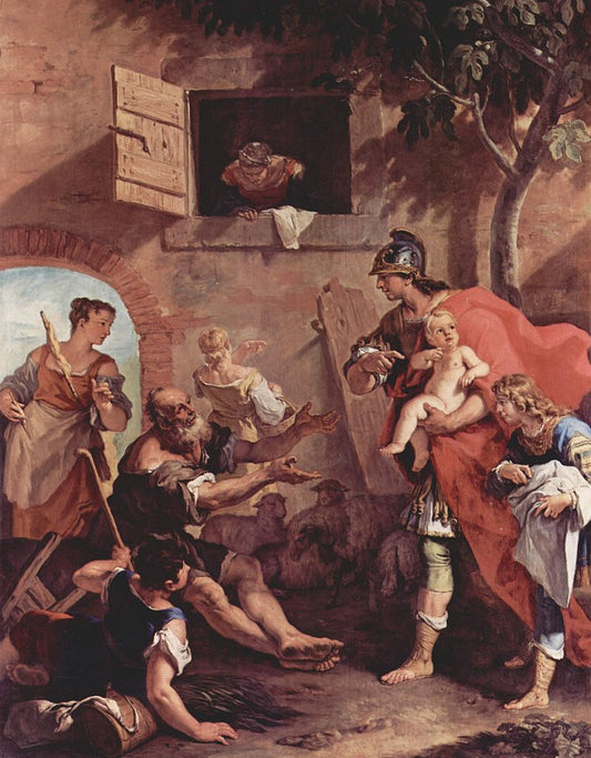 The Infancy of Ciro, King of Persia, vintage artwork by Sebastiano Ricci, 12x8" (A4) Poster