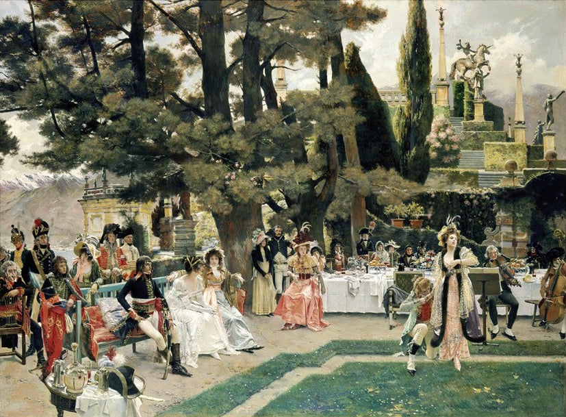 Reception of Napoleon I on Isola Bella in the 5th Year of Being in Power, vintage artwork by Francois Flameng, 12x8" (A4) Poster