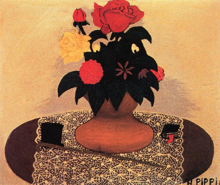 Flowers with Hat and Cane by Horace Pippin,16x12(A3) Poster