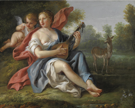 Allegory of Music, vintage artwork by Giuseppe Bartolomeo Chiari, 12x8" (A4) Poster
