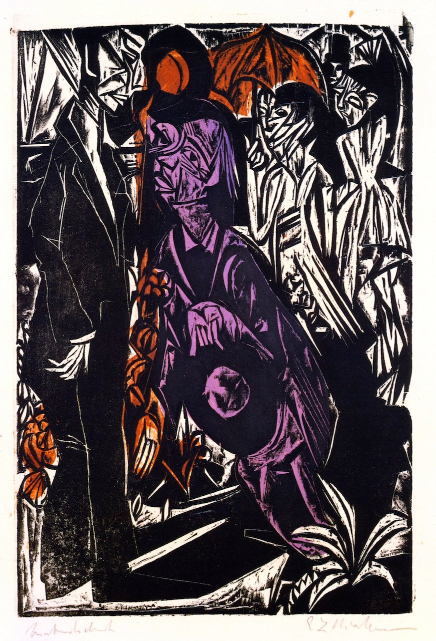 Der Verkauf des Schatens, vintage artwork by Ernst Ludwig Kirchner, 12x8" (A4) Poster