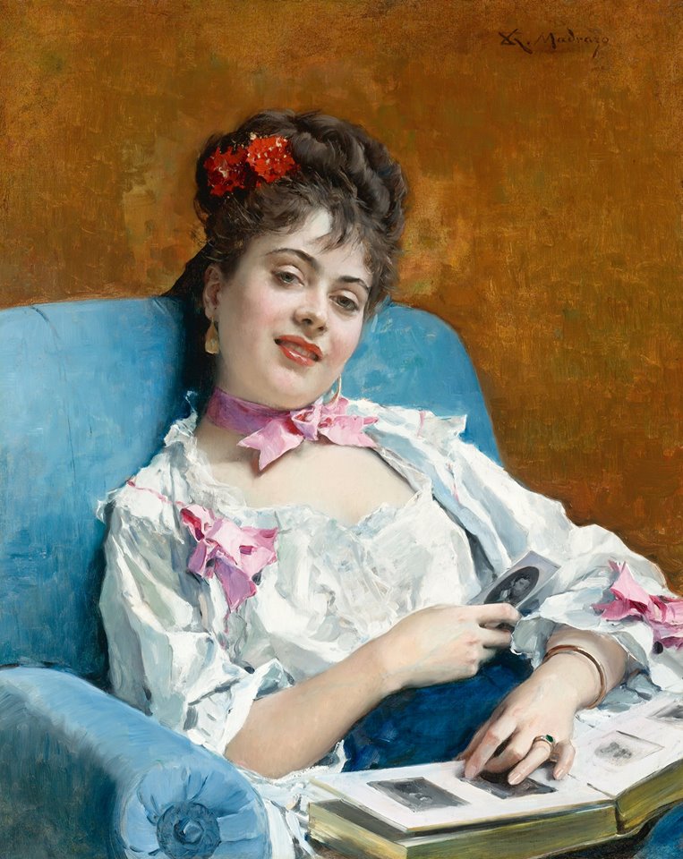 Fond Memories, vintage artwork by Raimundo de Madrazo y Garreta, 12x8" (A4) Poster
