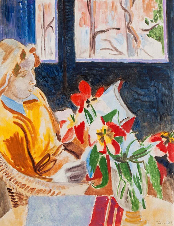 Martha at the window, vintage artwork by Isaac Grünewald, 12x8" (A4) Poster