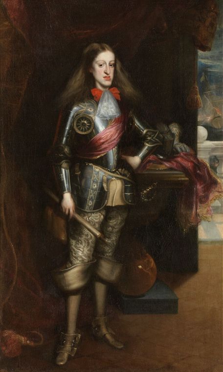 King Charles II in Armor, vintage artwork by Juan Carreño de Miranda, 12x8" (A4) Poster