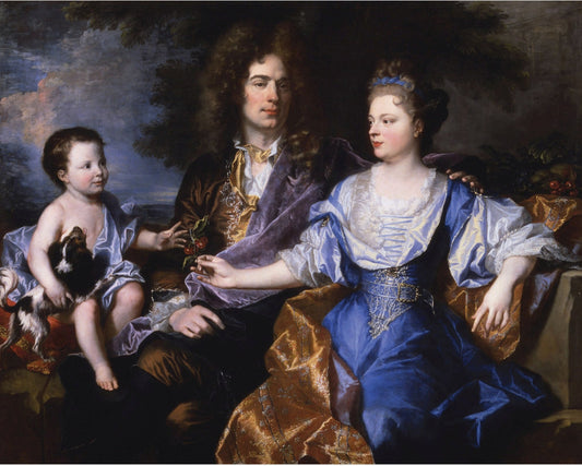 Portrait of the Leonard Family, vintage artwork by Hyacinthe Rigaud, 12x8" (A4) Poster