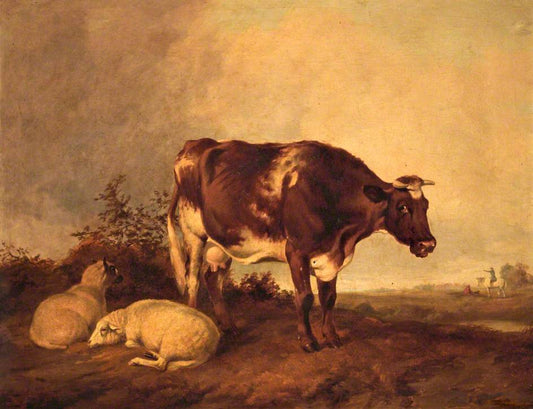 Cow and Sheep, vintage artwork by Thomas Sidney Cooper, A3 (16x12") Poster Print
