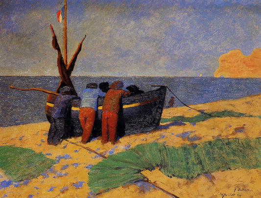 The Fourteenth of July at Etretat, vintage artwork by Felix Vallotton, 12x8" (A4) Poster