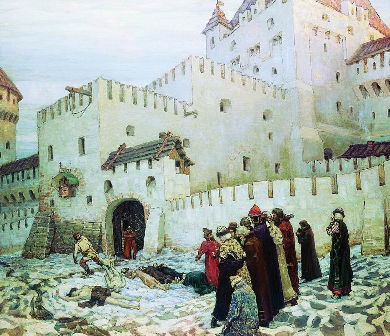 Moscow Prison, XVI Century, vintage artwork by Apollinari Vasnetsov, 12x8" (A4) Poster