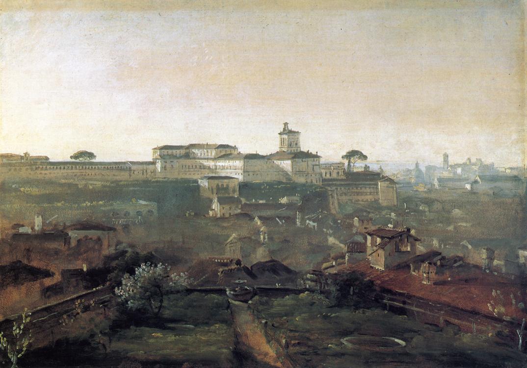Three Views of Rome from the Villa Malta: View of the Quirinale Hill, vintage artwork by Johann Georg von Dillis, 12x8" (A4) Poster