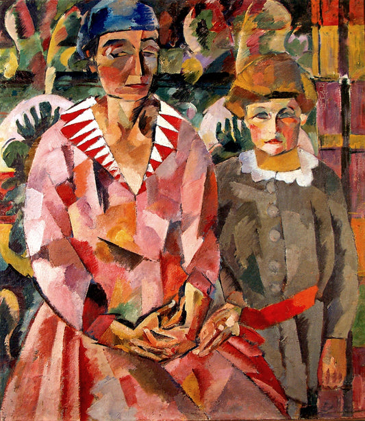 The Artist's Wife and Daughter, vintage artwork by Aristarkh Lentulov, 12x8" (A4) Poster