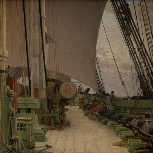 The Starboard Battery and the Deck of the Corvette "Najaden", vintage artwork by Christoffer Wilhelm Eckersberg, 12x8" (A4) Poster