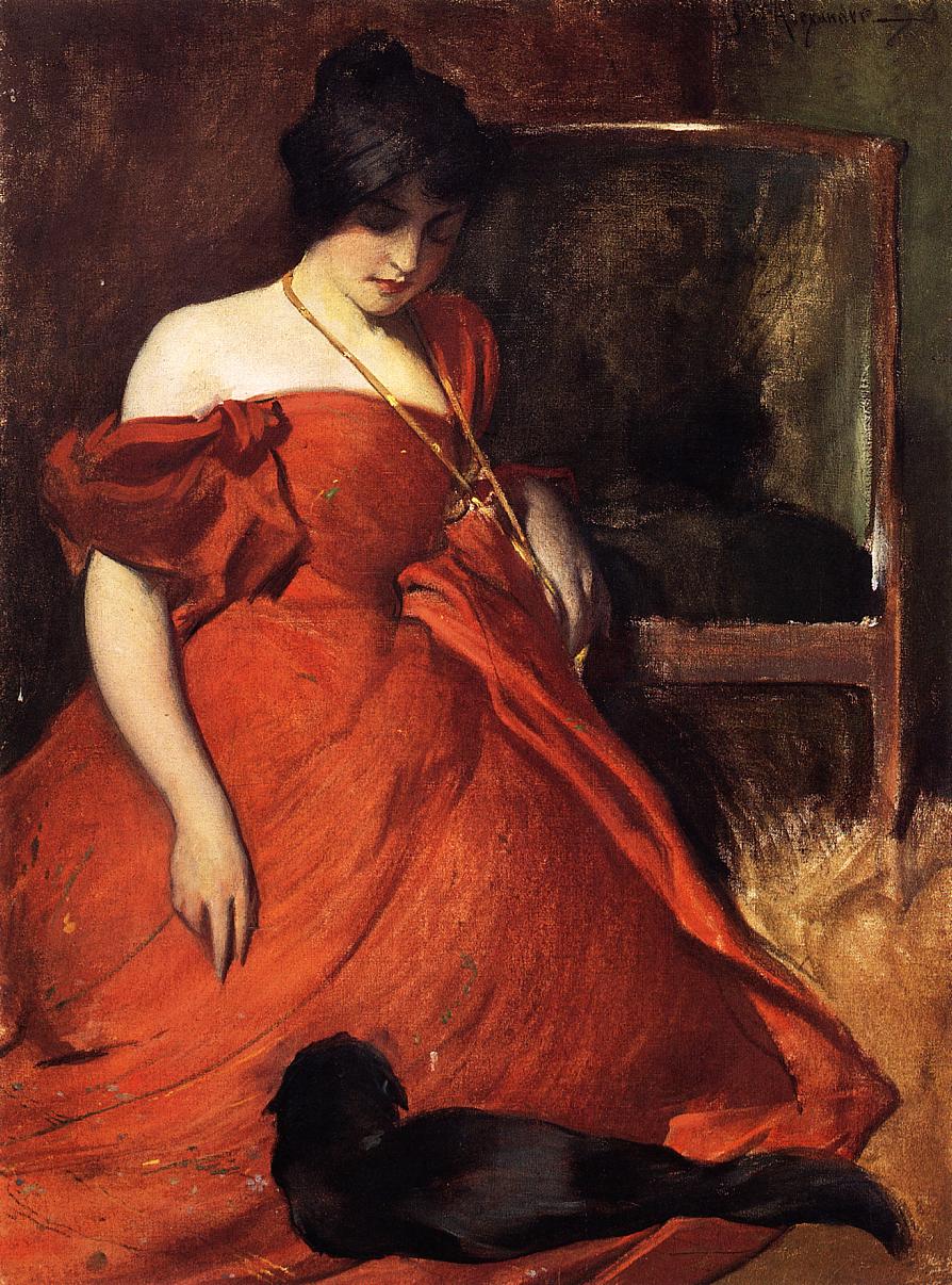 Black and Red, vintage artwork by John White Alexander, 12x8" (A4) Poster
