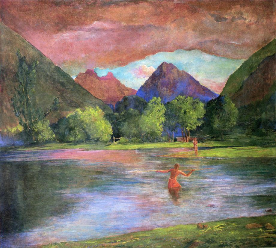 After-Glow, Tautira River, Tahiti, vintage artwork by John La Farge, 12x8" (A4) Poster
