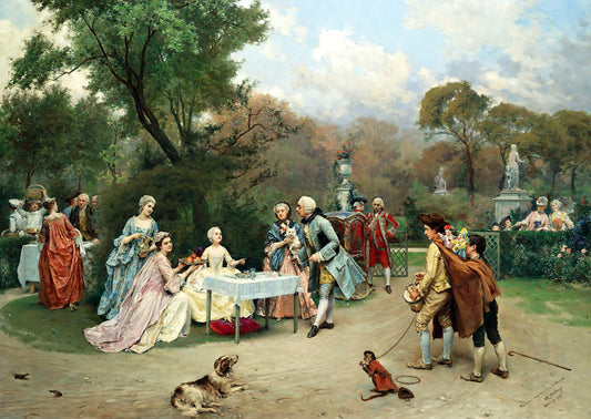 A little princess in the garden at Versailles, vintage artwork by Raimundo de Madrazo y Garreta, 12x8" (A4) Poster