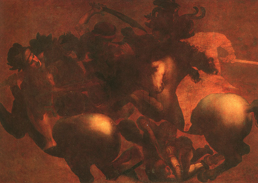 The Battle of Angihiari (detail: after Leonardo da Vinci), vintage artwork by Italian School 17th Century - Unknown, 12x8" (A4) Poster