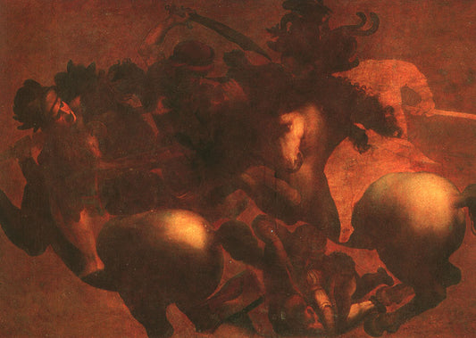 The Battle of Angihiari (detail: after Leonardo da Vinci), vintage artwork by Italian School 17th Century - Unknown, 12x8" (A4) Poster