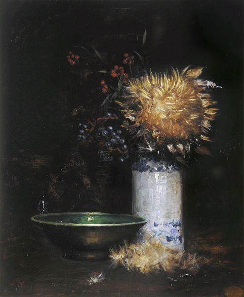 Vase of Flowers and a Green Bowl, vintage artwork by Jacques Barthelemy Appian, A3 (16x12") Poster Print
