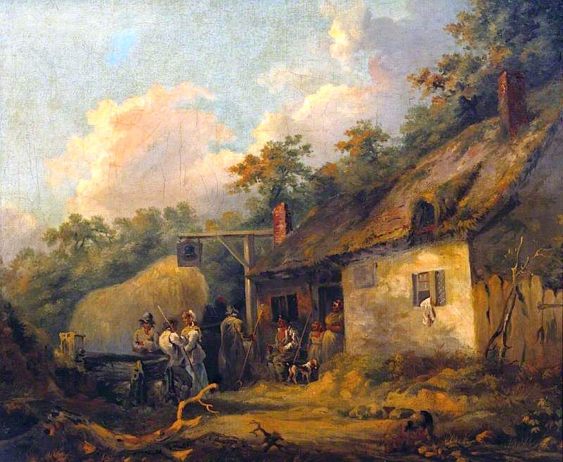 Peasants outside an Inn, vintage artwork by William Turner of Oxford, A3 (16x12") Poster Print