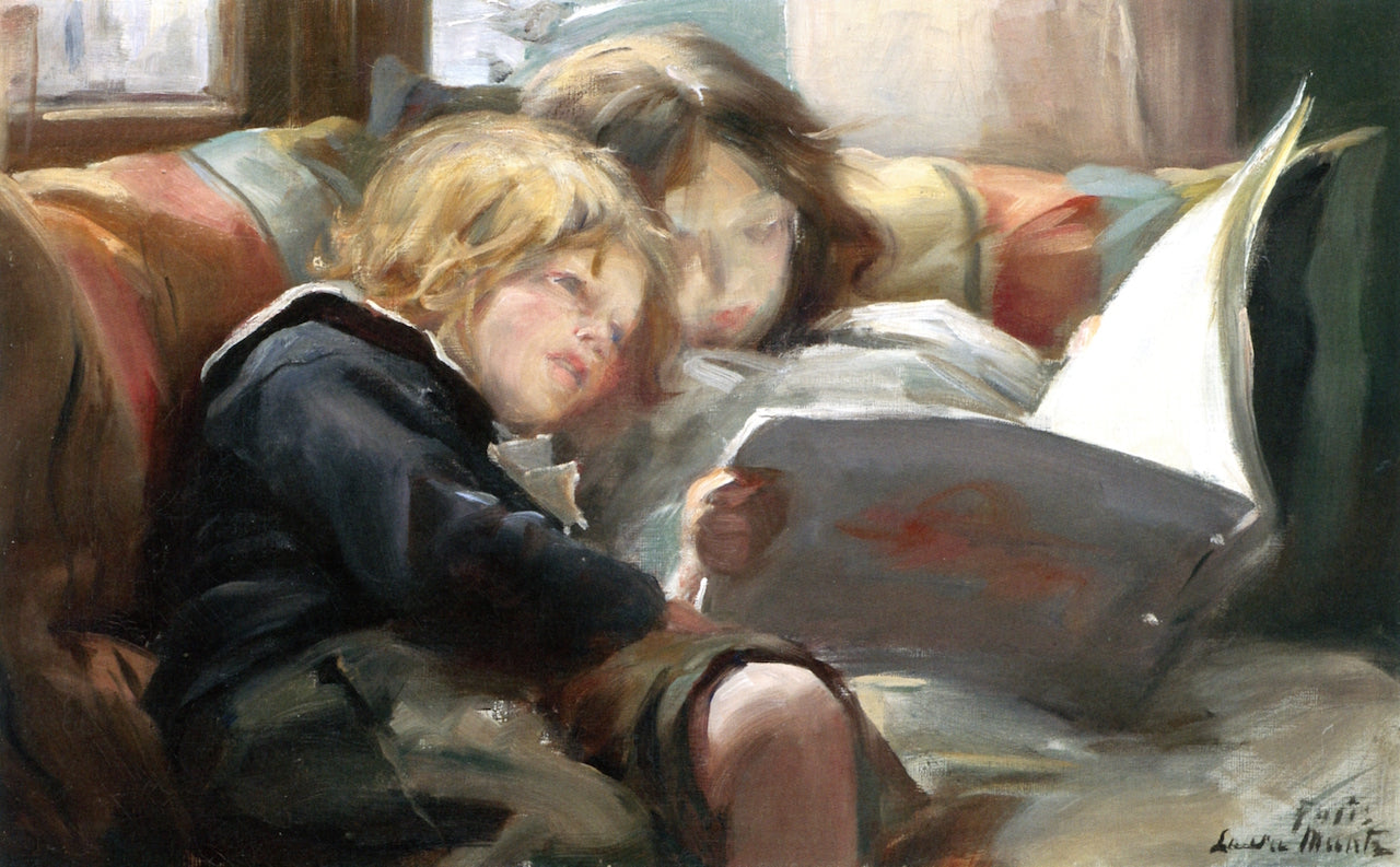 The Children's Hour, vintage artwork by Laura Muntz Lyall, 12x8" (A4) Poster