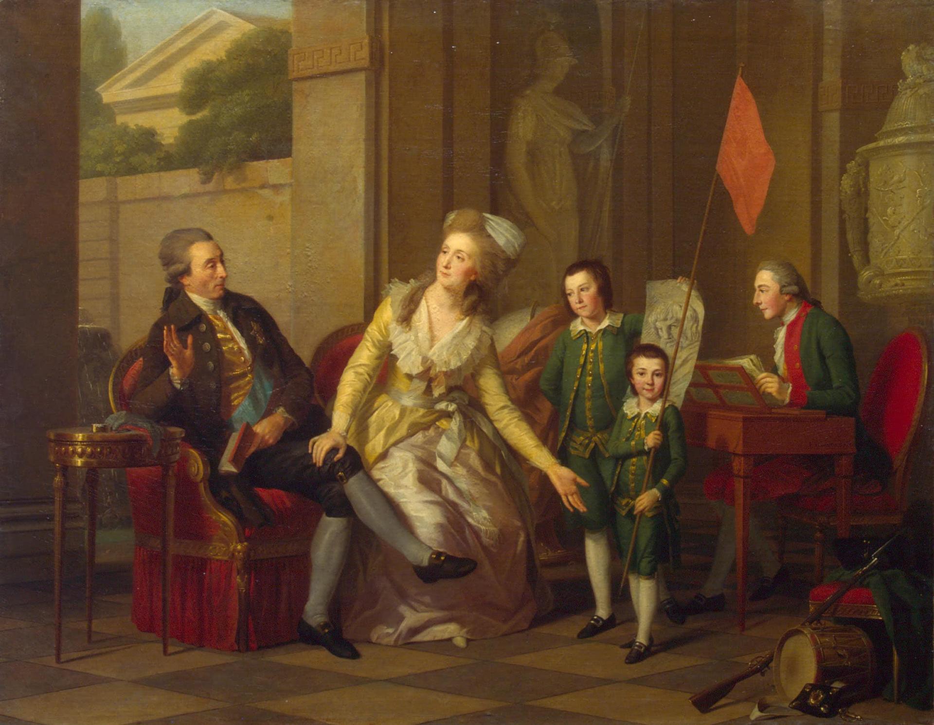 Portrait of the Saltykov Family, vintage artwork by Johann Friedrich August Tischbein, 12x8" (A4) Poster