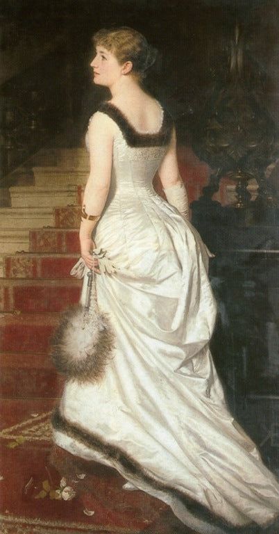 Elegant woman in white, vintage artwork by Knut Ekwall, 12x8" (A4) Poster