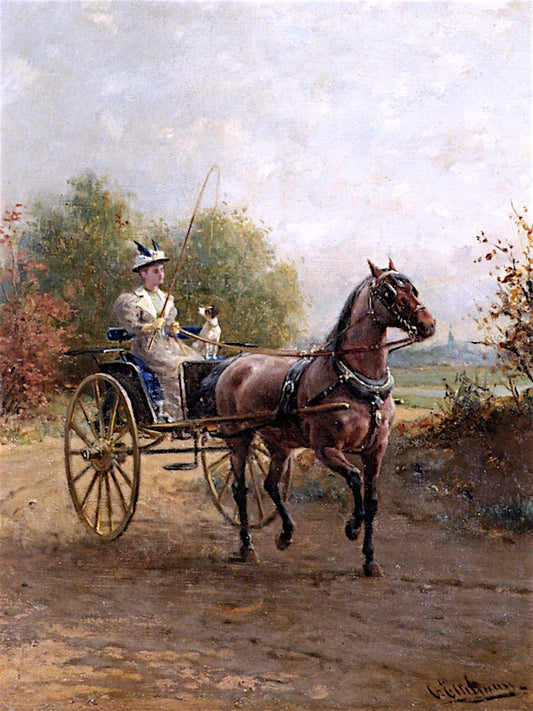 A Morning Ride, vintage artwork by Otto Eerelman, 12x8" (A4) Poster