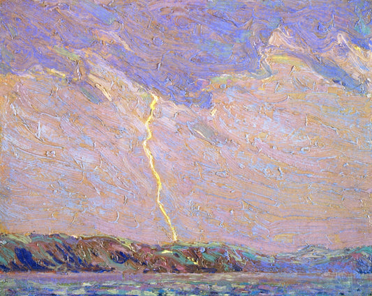 Lightning, Canoe Lake by Tom Thomson,16x12(A3) Poster