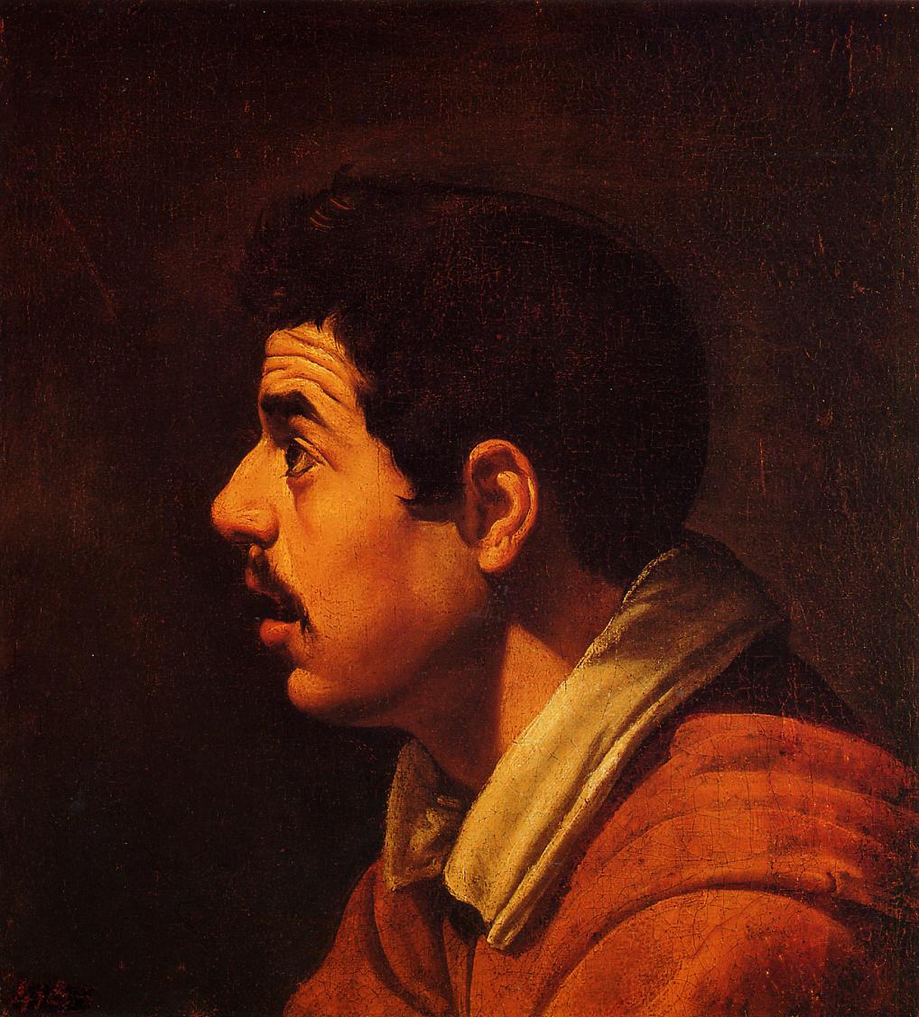 Head of a Young Man in Profile, vintage artwork by Diego Velázquez, 12x8" (A4) Poster