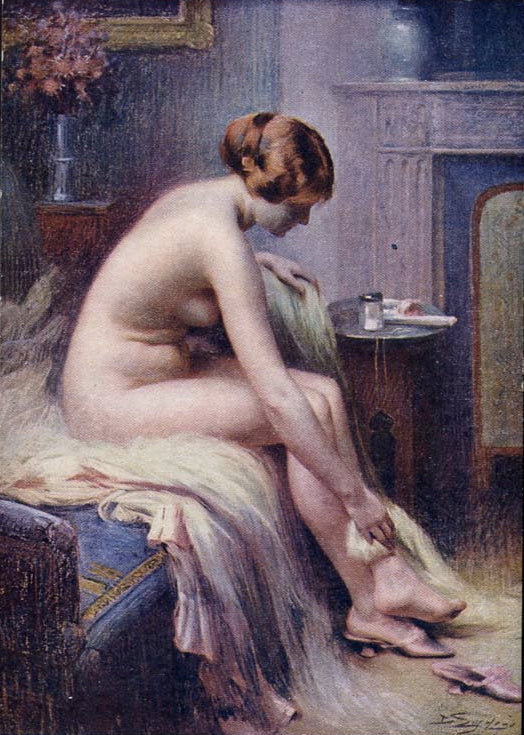 Beautiful Nude Woman, vintage artwork by Delphin Enjolras, 12x8" (A4) Poster