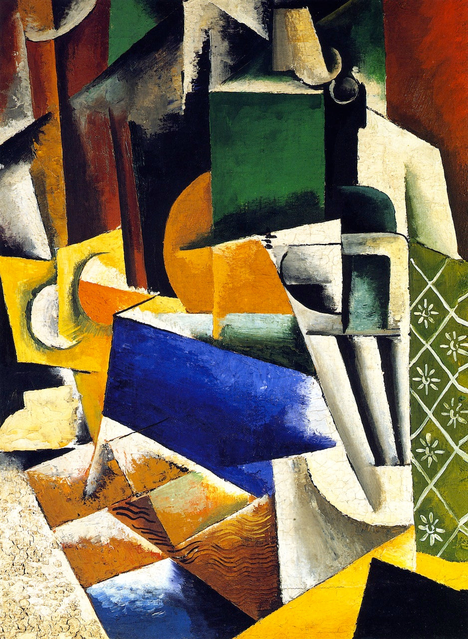 Still Life with Pears, Flowers and Cactus, vintage artwork by Liubov Popova, 12x8" (A4) Poster