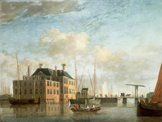 The Customs House, Amsterdam, vintage artwork by Jan ten Compe, 12x8" (A4) Poster