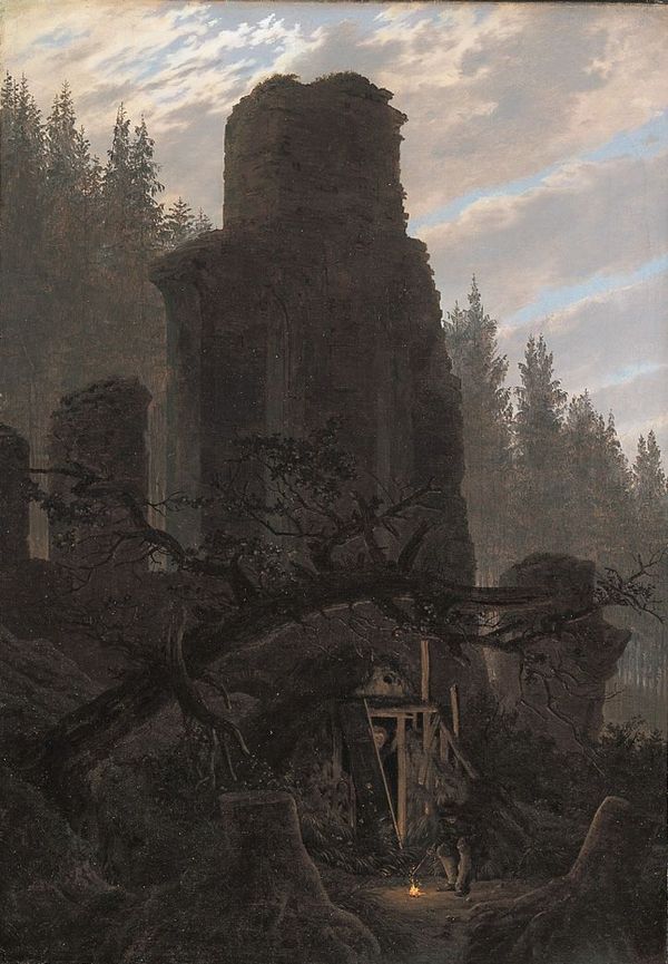 Ruins at Dusk, vintage artwork by Caspar David Friedrich, 12x8" (A4) Poster