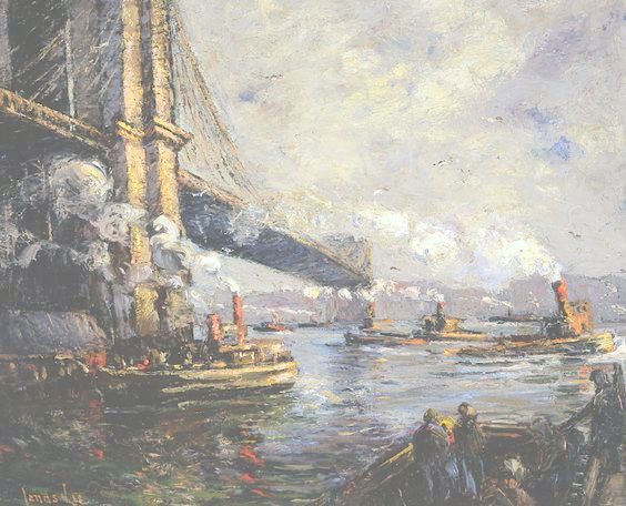 Bridge and Tugs by Jonas Lie,16x12(A3) Poster