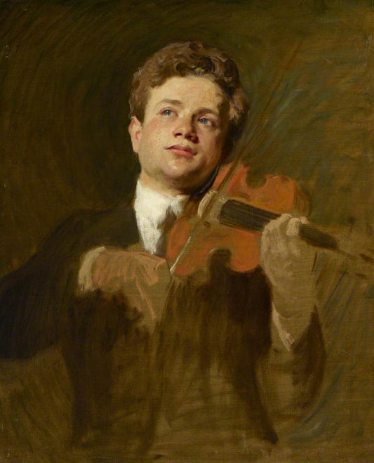 Mischa Elman (1891–1967), Playing the Violin, vintage artwork by Solomon Joseph Solomon, 12x8" (A4) Poster