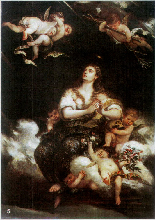 Ecstasy of Mary Magdalene, vintage artwork by Jose Antolinez, 12x8" (A4) Poster