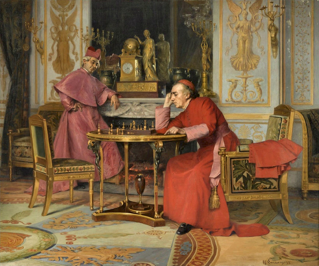 The Chess Game by Henri Adolphe Laissement,A3(16x12")Poster
