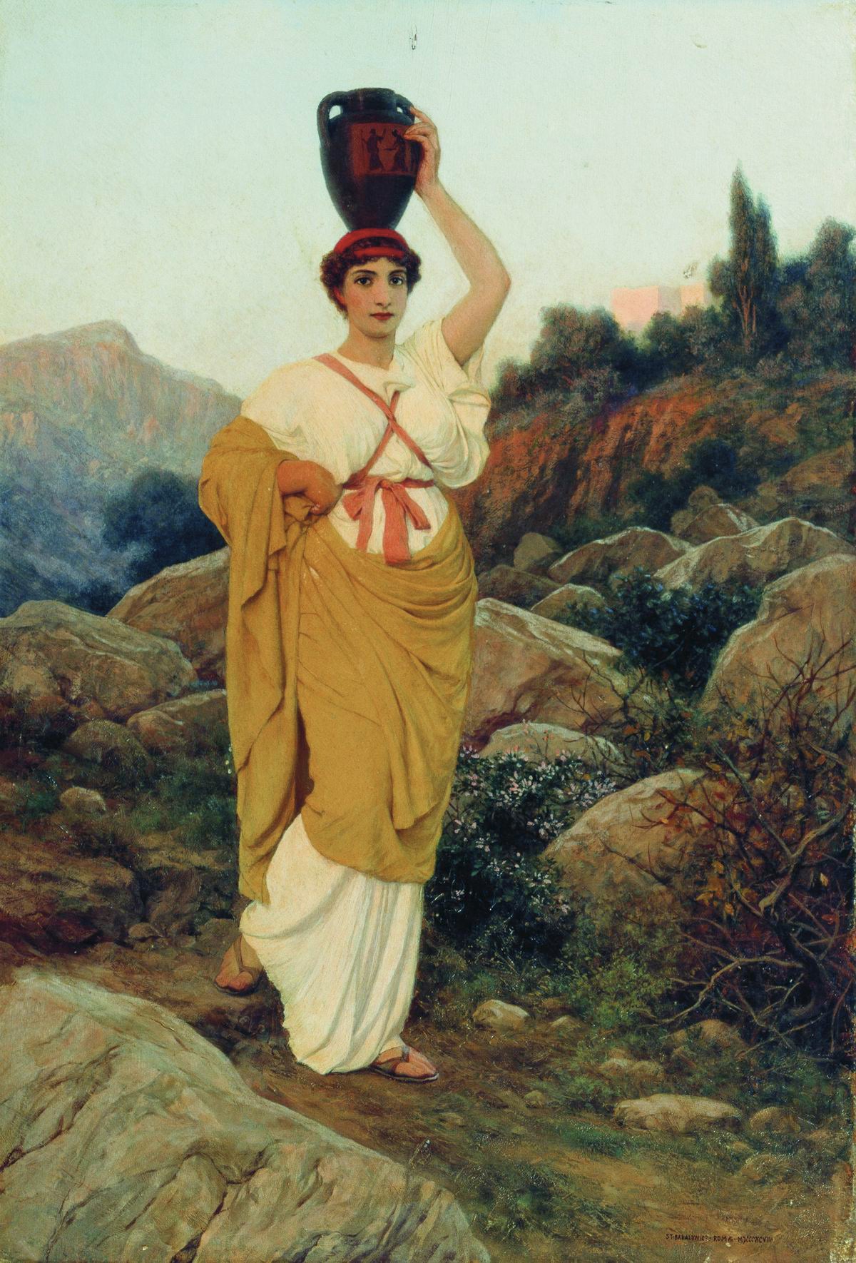 Greek Woman, vintage artwork by Stefan Bakalowicz, 12x8" (A4) Poster