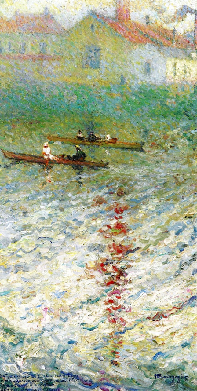 Boats on the Lake by Emilio Boggio,A3(16x12")Poster