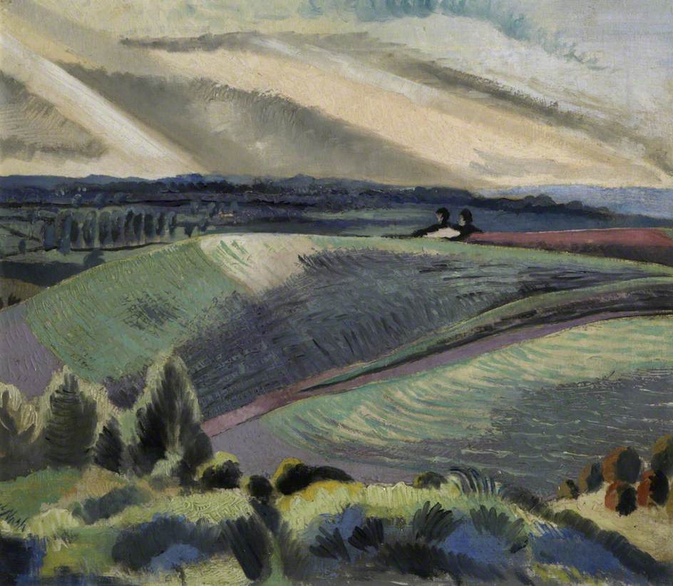 Cotswold Hills, vintage artwork by Paul Nash, 12x8" (A4) Poster