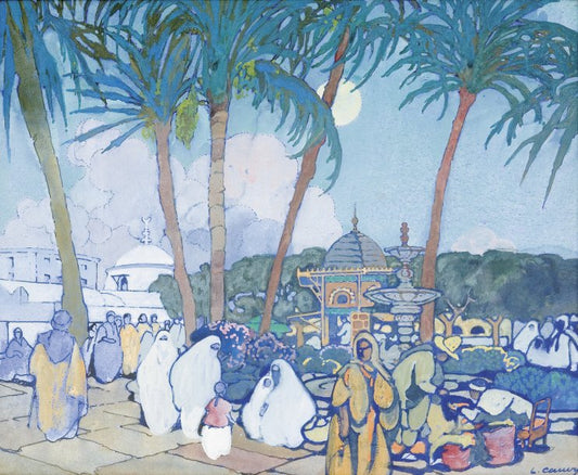 The Market before the Fishery-Mosque, vintage artwork by Leon Cauvy, 12x8" (A4) Poster