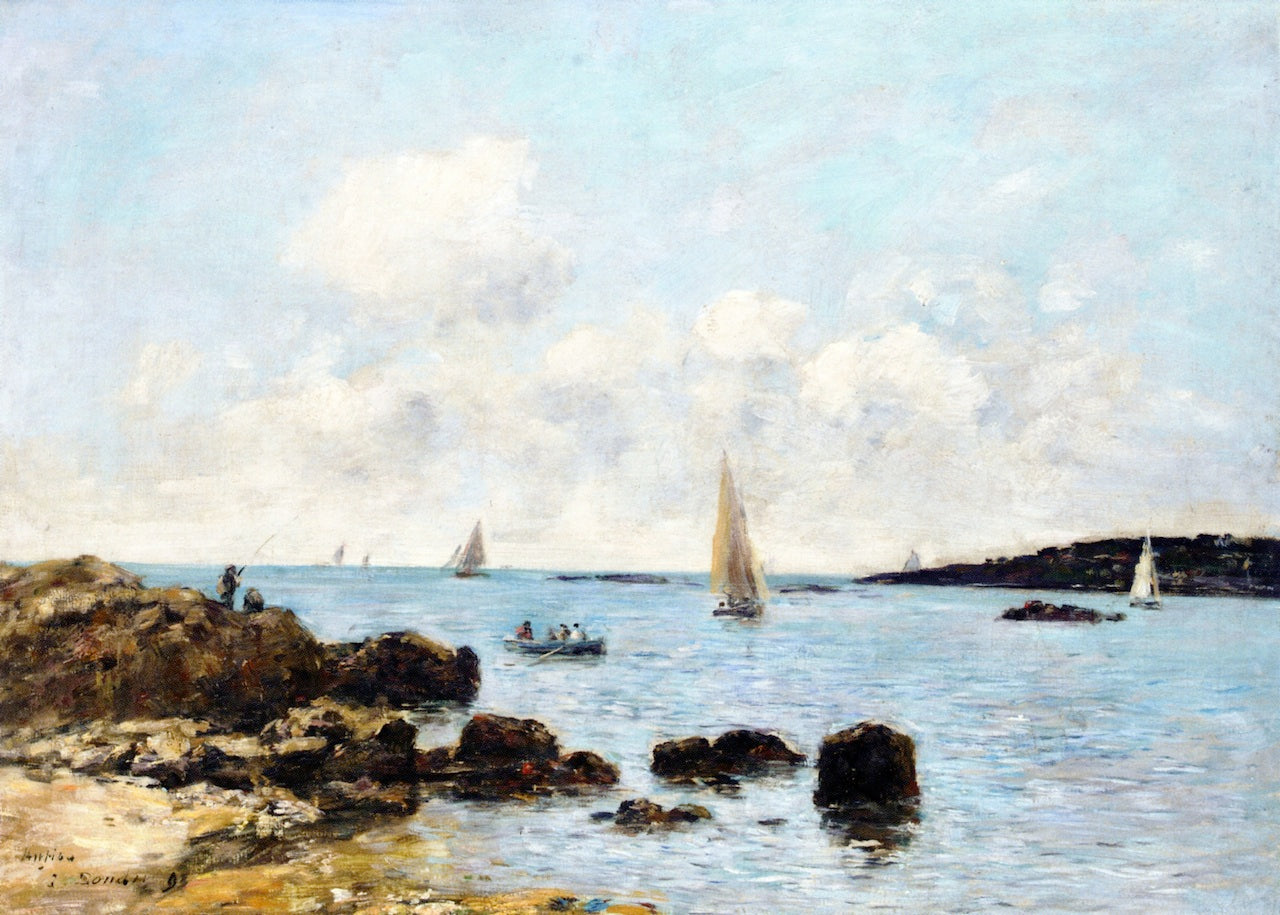 Antibes, Les Rochers de l'Ilette, vintage artwork by Eugène-Louis Boudin, 12x8" (A4) Poster