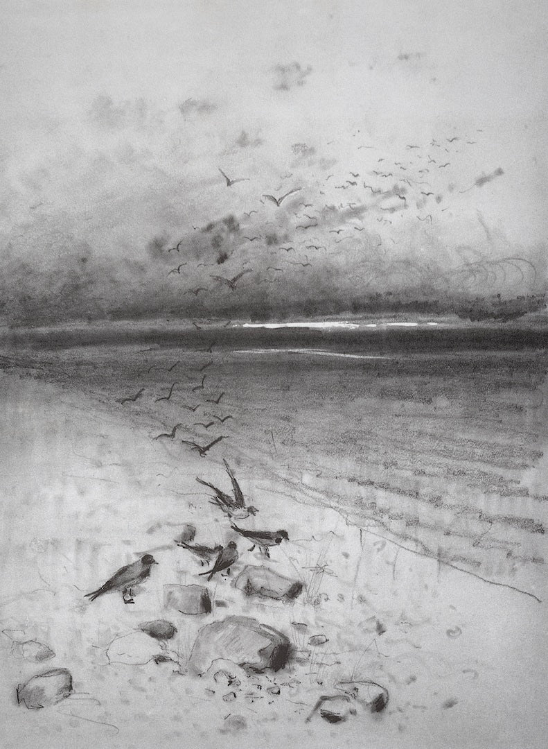 Field with Crows, vintage artwork by Alexei Kondratyevich Savrasov, 12x8" (A4) Poster