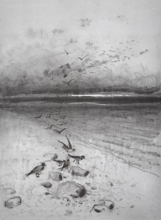 Field with Crows, vintage artwork by Alexei Kondratyevich Savrasov, 12x8" (A4) Poster