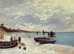 The Beach at Sainte-Adresse, vintage artwork by Claude Monet, 12x8" (A4) Poster