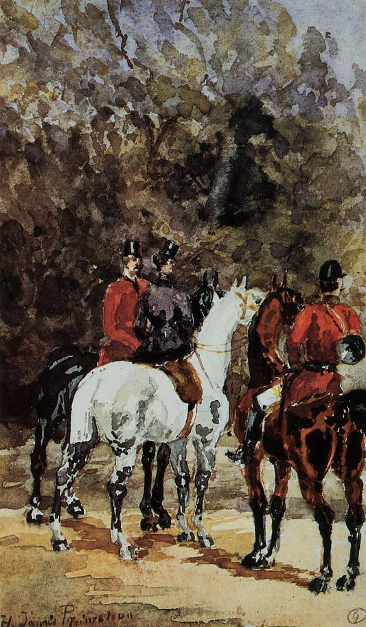 Assembly of Hunters, vintage artwork by Henri de Toulouse-Lautrec, 12x8" (A4) Poster