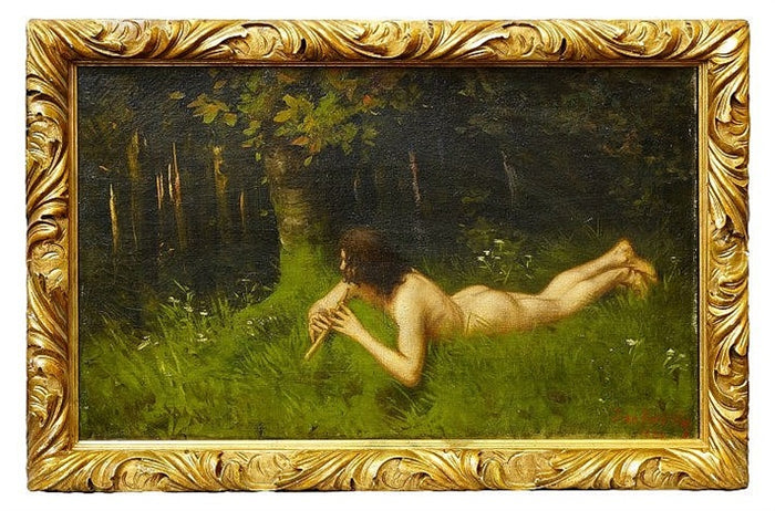 Woodland Nymph Playing a Pipe by Cheslas Bois Jankowski,16x12(A3) Poster