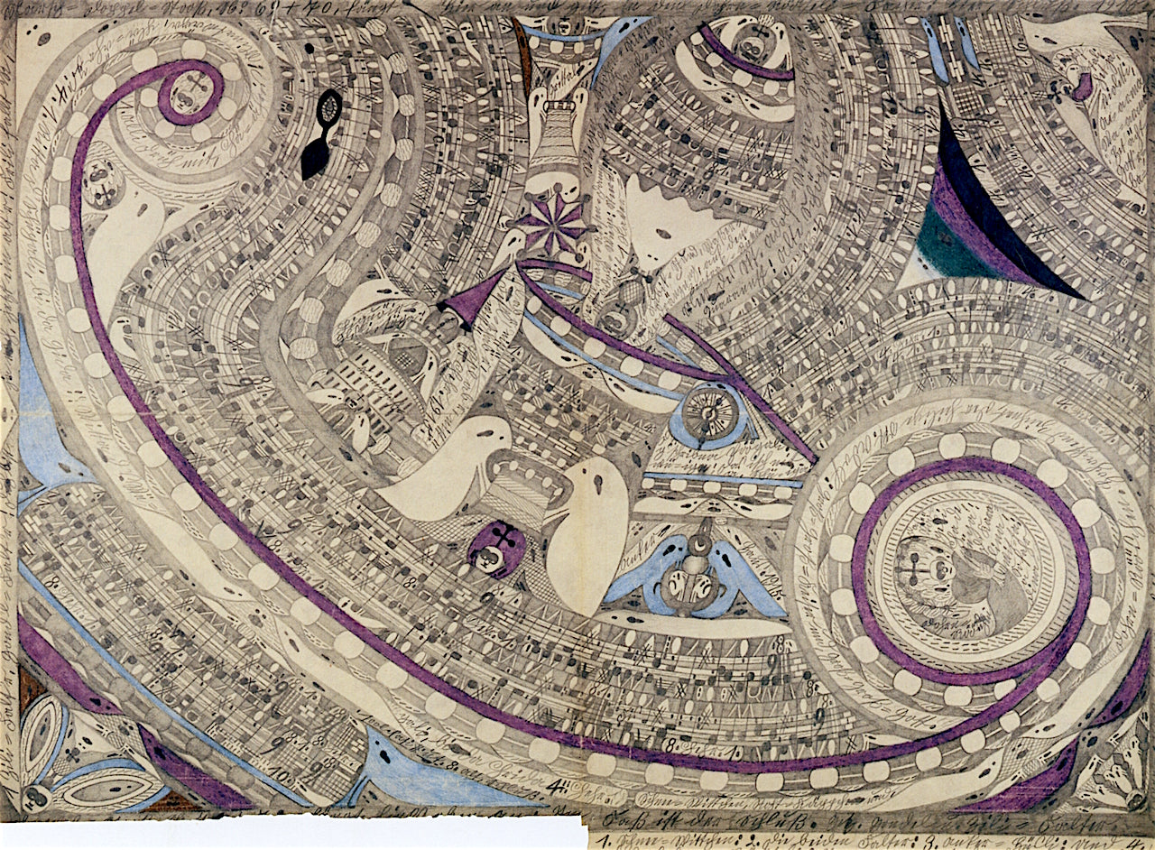 The Almighty Giant Steamship St. Adolf-Cradle, vintage artwork by Adolf Wölfli, 12x8" (A4) Poster