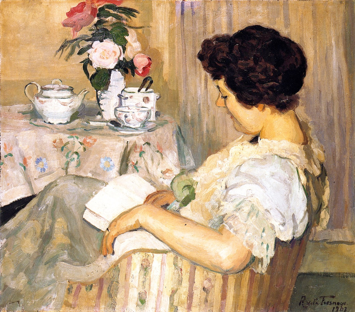 Alice Reading beside a Cup of Tea by Roger de la Fresnaye,16x12(A3) Poster