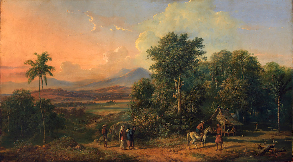 Forest and Native House, vintage artwork by Raden Saleh Sjarif Boestaman, A3 (16x12") Poster Print