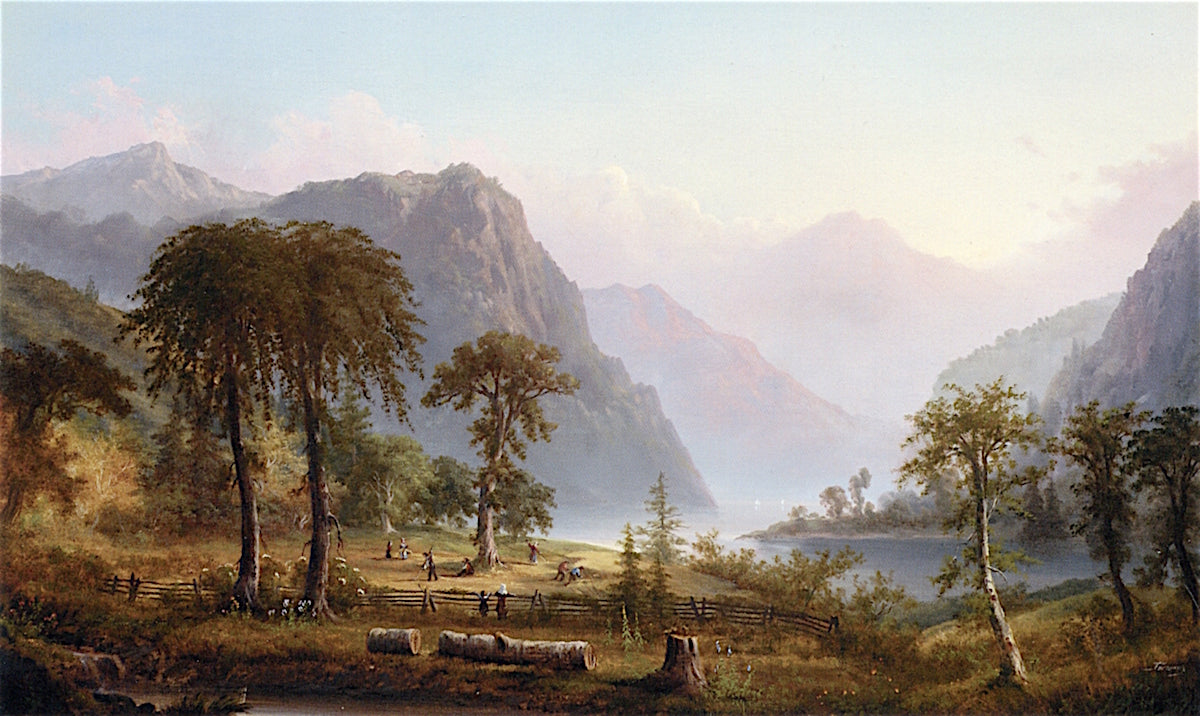 Harvesters in a River Landscape, vintage artwork by Alexander François Loemans, A3 (16x12") Poster Print